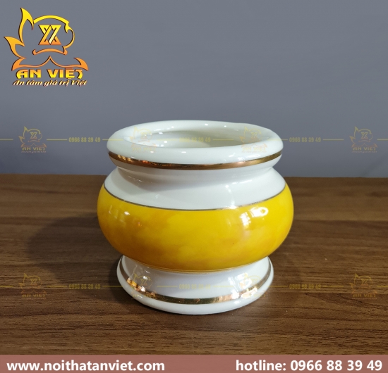 Bộ thờ cúng chất liệu gốm sứ cao cấp màu trắng vàng - DTC2303
