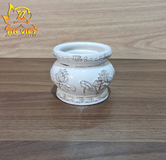 Bộ Thờ Cúng Gốm Sứ Bạch Ngọc Sen Trắng BNST - Hoa Sen