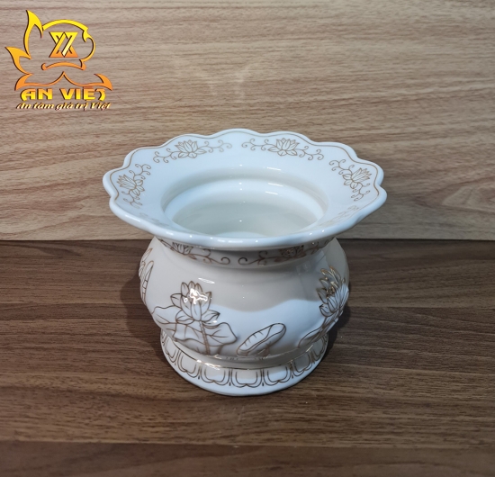 Bộ Thờ Cúng Gốm Sứ Bạch Ngọc Sen Trắng BNST - Hoa Sen