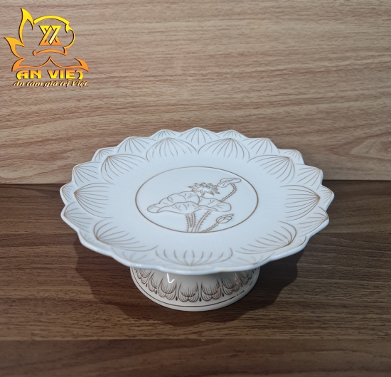 Bộ Thờ Cúng Gốm Sứ Bạch Ngọc Sen Trắng BNST - Hoa Sen