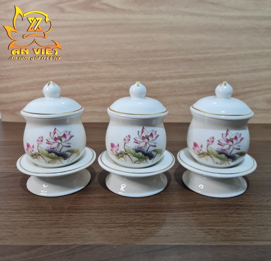 Bộ Thờ Cúng Gốm Sứ Trắng Hoa Sen - DTC2405 - Hoa Sen