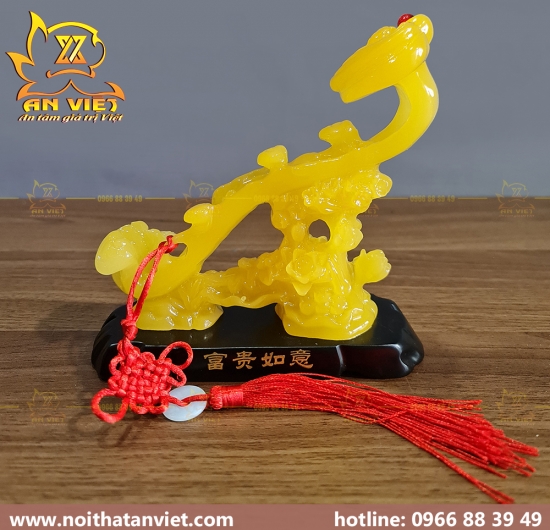 Gậy Như Ý Ngọc Phẩm tặng kèm tua rua ngọc bội - 16cm - Màu Vàng - GNY2301