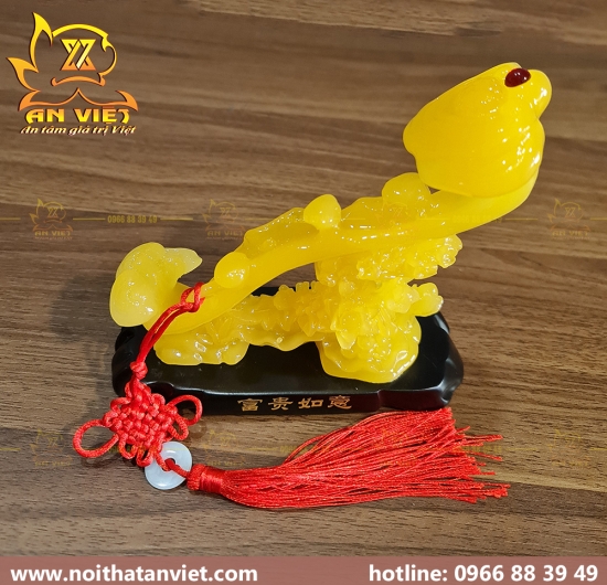 Gậy Như Ý Ngọc Phẩm tặng kèm tua rua ngọc bội - 16cm - Màu Vàng - GNY2301
