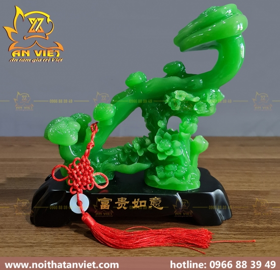 Gậy Như Ý Ngọc Phẩm tặng kèm tua rua ngọc bội - 23cm - Màu Xanh - GNY2302