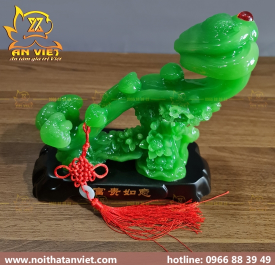 Gậy Như Ý Ngọc Phẩm tặng kèm tua rua ngọc bội - 23cm - Màu Xanh - GNY2302