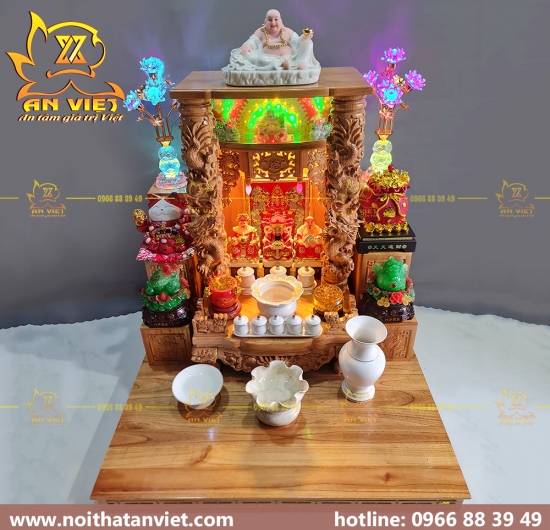 Trọn Bộ Bàn Thờ Thần Tài - Thổ Địa Gỗ Gõ Đỏ Cao Cấp Cho Không Gian Rộng Lớn