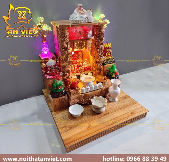Trọn Bộ Bàn Thờ Thần Tài - Thổ Địa Gỗ Gõ Đỏ Cao Cấp Cho Không Gian Rộng Lớn