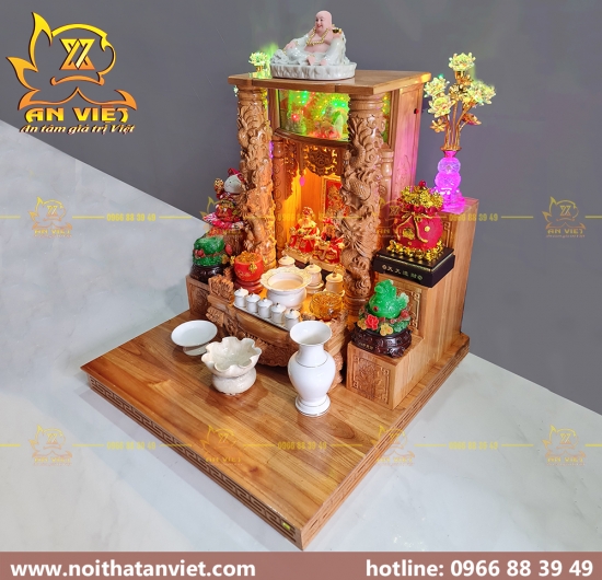 Trọn Bộ Bàn Thờ Thần Tài - Thổ Địa Gỗ Gõ Đỏ Cao Cấp Cho Không Gian Rộng Lớn