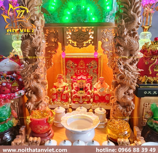 Trọn Bộ Bàn Thờ Thần Tài - Thổ Địa Gỗ Gõ Đỏ Cao Cấp Cho Không Gian Rộng Lớn
