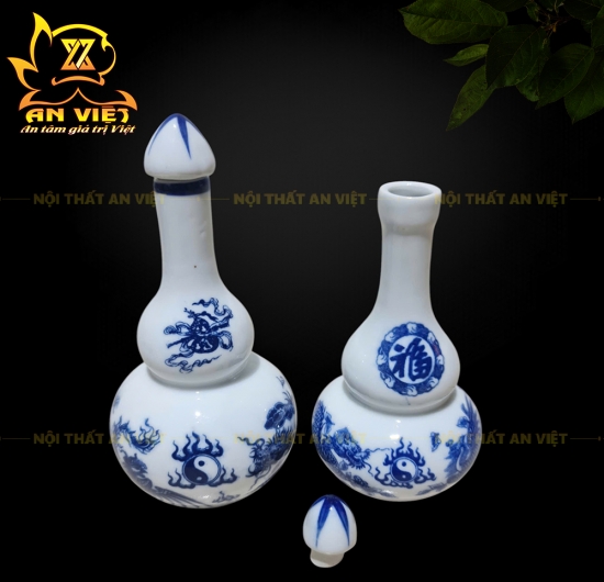 Bộ Thờ Cúng Men Xanh Lam Bát Tràng - Bình Hoa - Lư Hương - Đĩa - Áng - ML2601