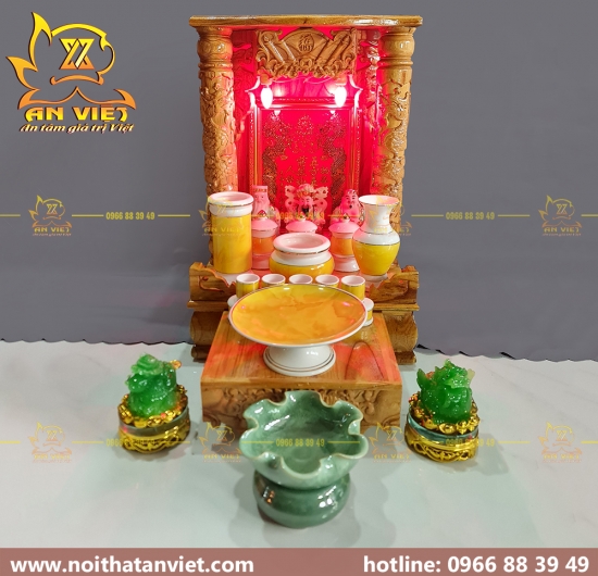 Trọn Bộ Bàn Thờ Thần Tài Thổ Địa nhỏ gọn hợp cho người Mệnh Mộc