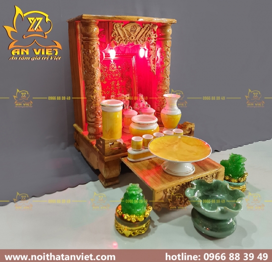 Trọn Bộ Bàn Thờ Thần Tài Thổ Địa nhỏ gọn hợp cho người Mệnh Mộc