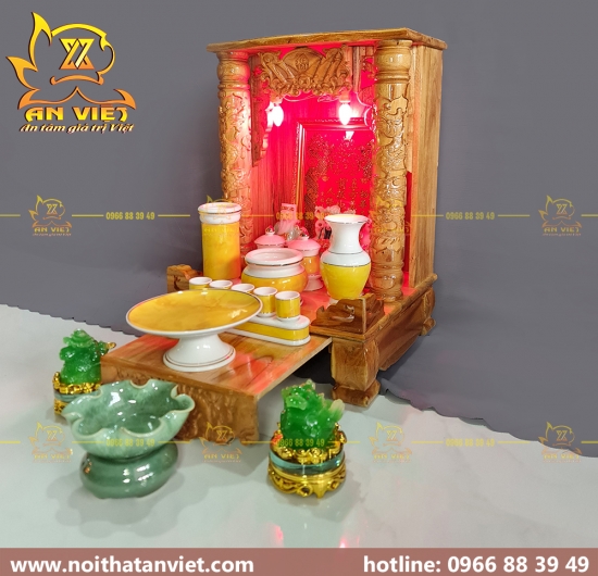 Trọn Bộ Bàn Thờ Thần Tài Thổ Địa nhỏ gọn hợp cho người Mệnh Mộc
