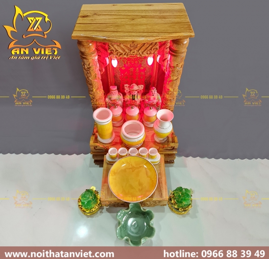 Trọn Bộ Bàn Thờ Thần Tài Thổ Địa nhỏ gọn hợp cho người Mệnh Mộc