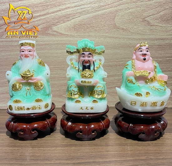 Bộ 3 Tượng Thần Tài - Thổ Địa - Thần T.iền [Hợp Mệnh MỘC] Phát Lộc TD2505