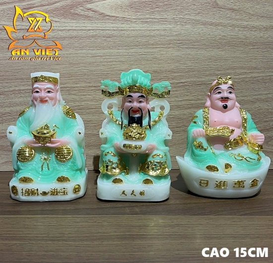 Bộ 3 Tượng Thần Tài - Thổ Địa - Thần T.iền [Hợp Mệnh MỘC] Phát Lộc TD2505