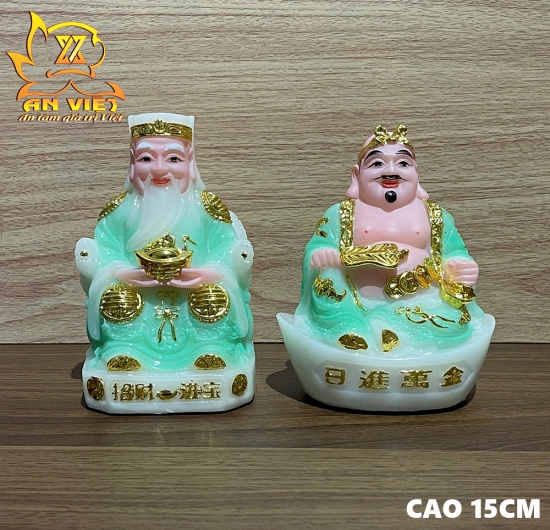Bộ 3 Tượng Thần Tài - Thổ Địa - Thần T.iền [Hợp Mệnh MỘC] Phát Lộc TD2505