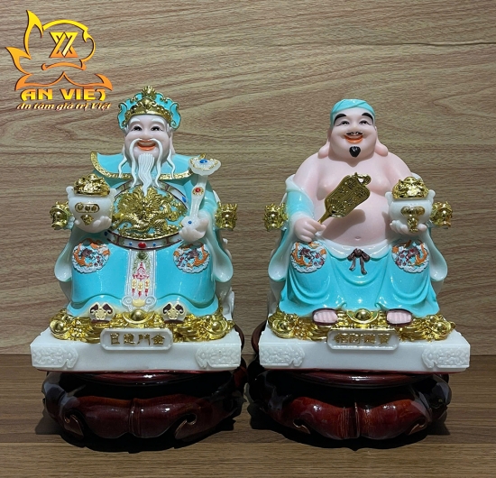Bộ Tượng Thần Tài - Thổ Địa Phú Quý Gấm [Hợp Mệnh THỦY] - Cao 20cm - TD2506