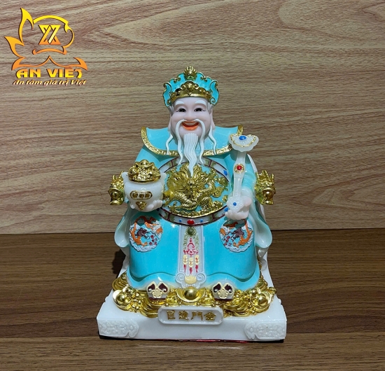 Bộ Tượng Thần Tài - Thổ Địa Phú Quý Gấm [Hợp Mệnh THỦY] - Cao 20cm - TD2506