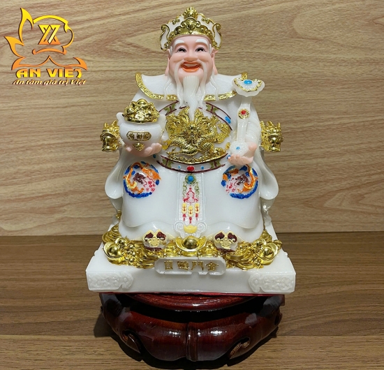 Bộ Tượng Thần Tài - Thổ Địa Phú Quý Gấm [Hợp Mệnh KIM] - Cao 20cm - TD2509