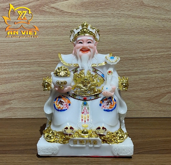 Bộ Tượng Thần Tài - Thổ Địa Phú Quý Gấm [Hợp Mệnh KIM] - Cao 20cm - TD2509
