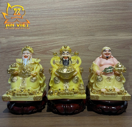Bộ 3 Tượng Thần Tài-Thổ Địa-Thần T.iền Phú Quý [Hợp Mệnh THỔ]