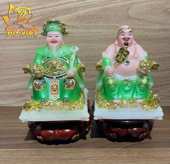 Bộ Tượng Thần Tài - Thổ Địa Phú Quý [Hợp Mệnh MỘC] - Cao 15cm - TD2513