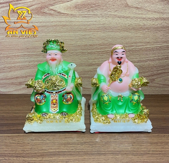 Bộ Tượng Thần Tài - Thổ Địa Phú Quý [Hợp Mệnh MỘC] - Cao 15cm - TD2513