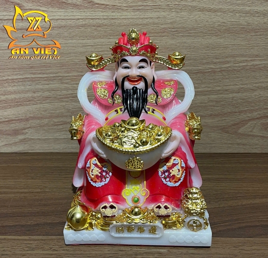Tượng Thần Tài Phát - Tượng Thần Tiền Phú Quý Gấm [Hợp Mệnh Hỏa] - Cao 20cm