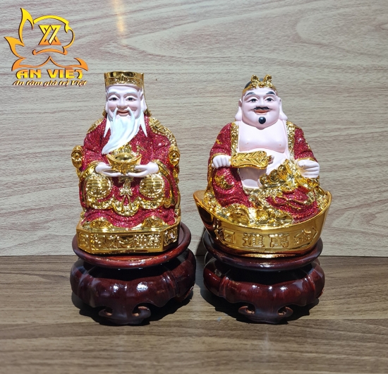 Tượng Thần Tài-Thổ Địa Ánh Kim cao 15cm [Hợp Mệnh HỎA - THỔ] - Nhựa Poly