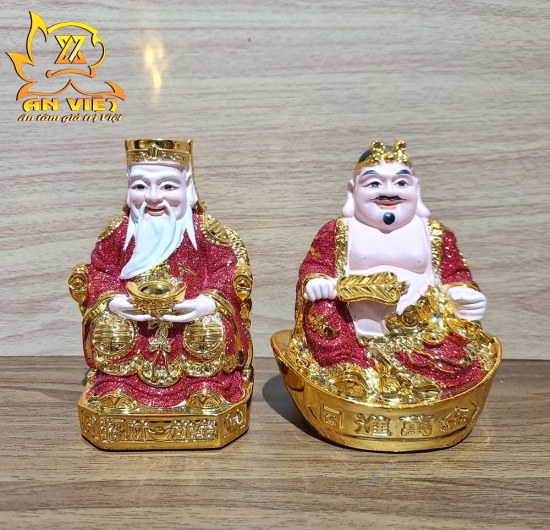 Tượng Thần Tài-Thổ Địa Ánh Kim cao 15cm [Hợp Mệnh HỎA - THỔ] - Nhựa Poly