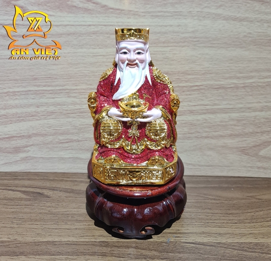 Tượng Thần Tài-Thổ Địa Ánh Kim cao 15cm [Hợp Mệnh HỎA - THỔ] - Nhựa Poly