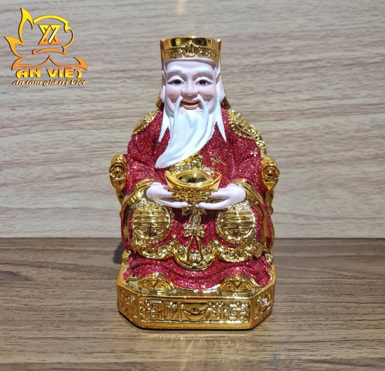 Tượng Thần Tài-Thổ Địa Ánh Kim cao 15cm [Hợp Mệnh HỎA - THỔ] - Nhựa Poly