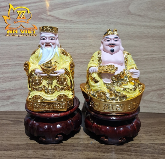 Tượng Thần Tài-Thổ Địa Ánh Kim cao 15cm [Hợp Mệnh THỔ - KIM] - Nhựa Poly