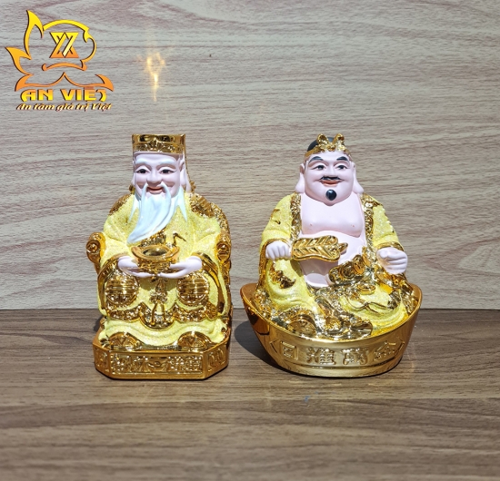 Tượng Thần Tài-Thổ Địa Ánh Kim cao 15cm [Hợp Mệnh THỔ - KIM] - Nhựa Poly