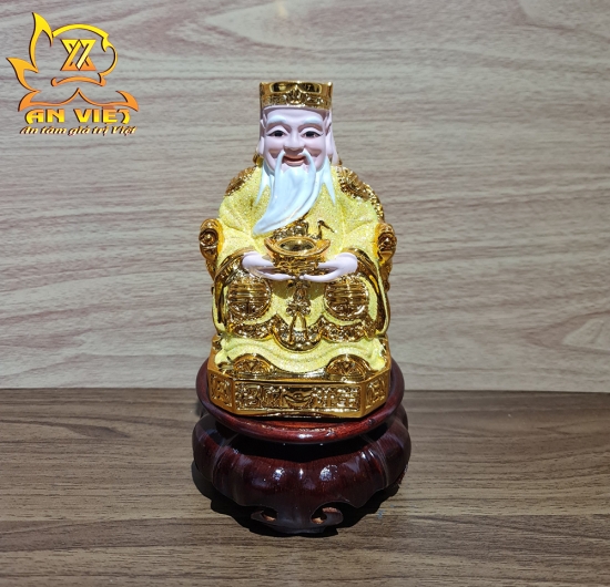 Tượng Thần Tài-Thổ Địa Ánh Kim cao 15cm [Hợp Mệnh THỔ - KIM] - Nhựa Poly