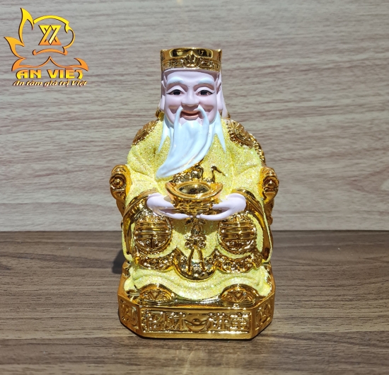 Tượng Thần Tài-Thổ Địa Ánh Kim cao 15cm [Hợp Mệnh THỔ - KIM] - Nhựa Poly