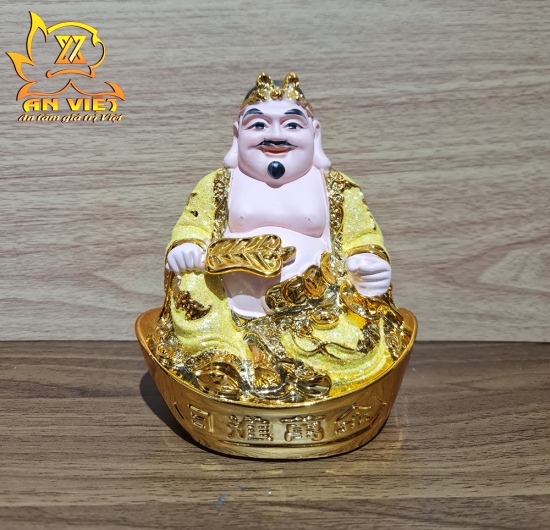 Tượng Thần Tài-Thổ Địa Ánh Kim cao 15cm [Hợp Mệnh THỔ - KIM] - Nhựa Poly
