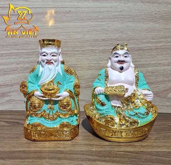 Tượng Thần Tài-Thổ Địa Ánh Kim cao 15cm [Hợp Mệnh THỦY - MỘC] - Nhựa Poly - TTTD2420