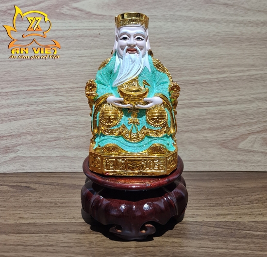 Tượng Thần Tài-Thổ Địa Ánh Kim cao 15cm [Hợp Mệnh THỦY - MỘC] - Nhựa Poly - TTTD2420