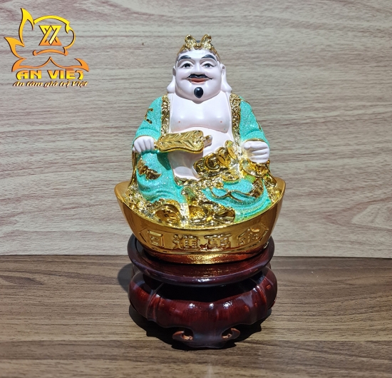 Tượng Thần Tài-Thổ Địa Ánh Kim cao 15cm [Hợp Mệnh THỦY - MỘC] - Nhựa Poly - TTTD2420