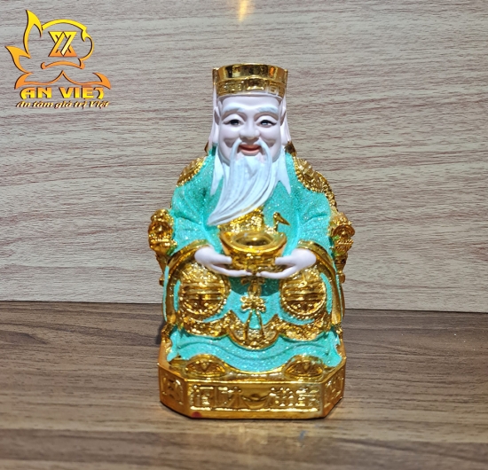 Tượng Thần Tài-Thổ Địa Ánh Kim cao 15cm [Hợp Mệnh THỦY - MỘC] - Nhựa Poly - TTTD2420