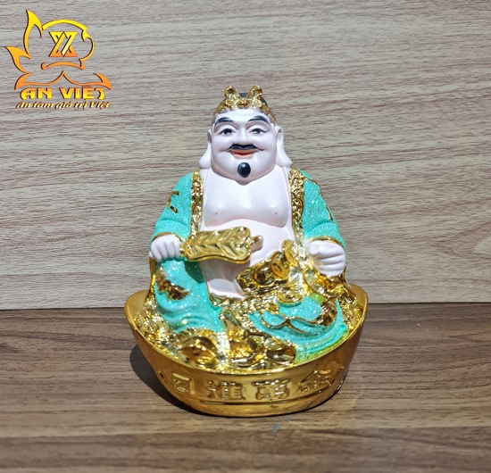 Tượng Thần Tài-Thổ Địa Ánh Kim cao 15cm [Hợp Mệnh THỦY - MỘC] - Nhựa Poly - TTTD2420