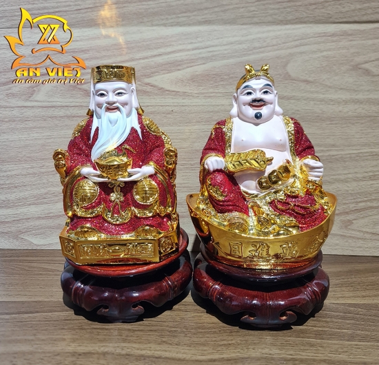 Tượng Thần Tài-Thổ Địa Ánh Kim - cao 20cm [Hợp Mệnh HỎA - THỔ] - Nhựa Poly - TTTD2421