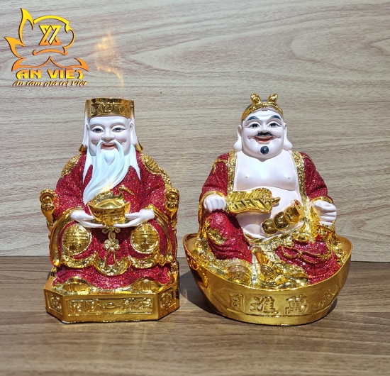 Tượng Thần Tài-Thổ Địa Ánh Kim - cao 20cm [Hợp Mệnh HỎA - THỔ] - Nhựa Poly - TTTD2421
