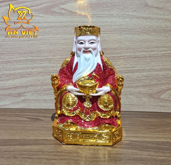 Tượng Thần Tài-Thổ Địa Ánh Kim - cao 20cm [Hợp Mệnh HỎA - THỔ] - Nhựa Poly - TTTD2421