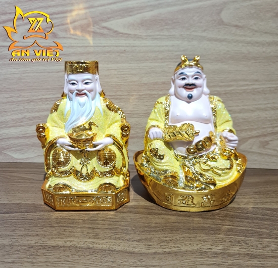 Tượng Thần Tài-Thổ Địa Ánh Kim cao 20cm [Hợp Mệnh THỔ - KIM] - Nhựa Poly - TTTD2422