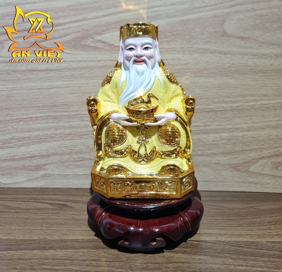 Tượng Thần Tài-Thổ Địa Ánh Kim cao 20cm [Hợp Mệnh THỔ - KIM] - Nhựa Poly - TTTD2422