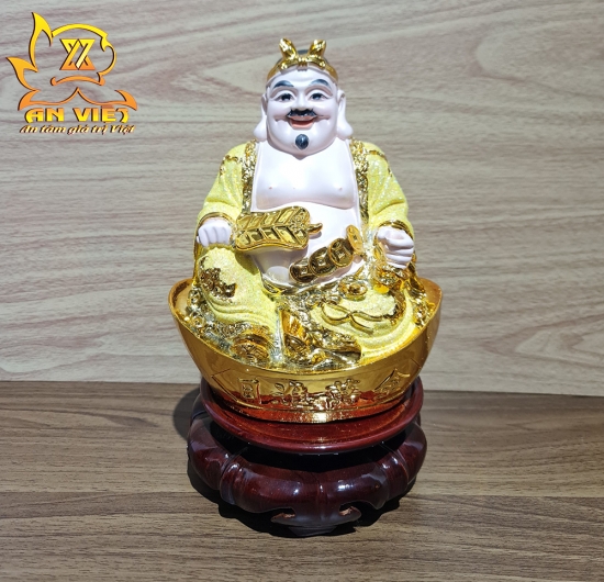 Tượng Thần Tài-Thổ Địa Ánh Kim cao 20cm [Hợp Mệnh THỔ - KIM] - Nhựa Poly - TTTD2422