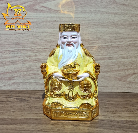 Tượng Thần Tài-Thổ Địa Ánh Kim cao 20cm [Hợp Mệnh THỔ - KIM] - Nhựa Poly - TTTD2422